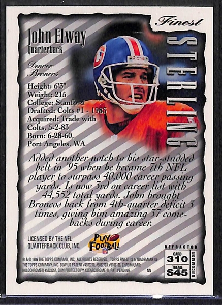 Lot Of 80 Football Inserts & Refractor Cards w. 1996 Finest Elway Refractor